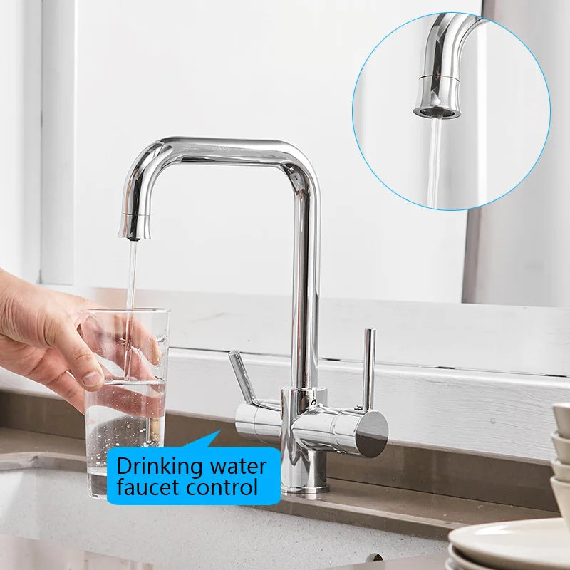 ROVATE Chậu bếp 3 trong 1, Vòi nóng lạnh có lọc nước uống