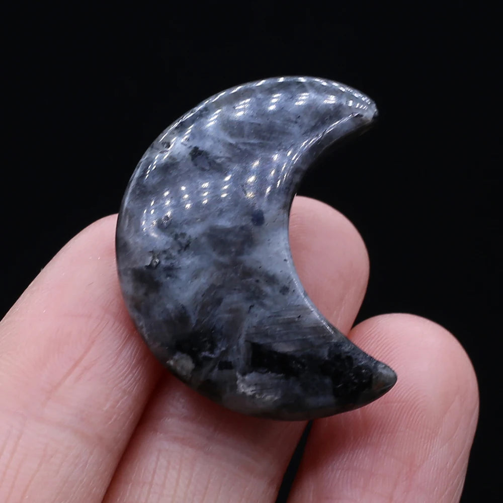 Feng Shui Rose Quartz Natural Stone Moon Statue