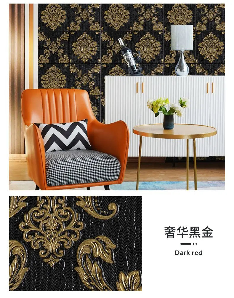 Classic Luxury Wallpaper Self-adhesive Thickened 3D Carving Design Room Decoration Background Stickers Waterproof Moisture-proof