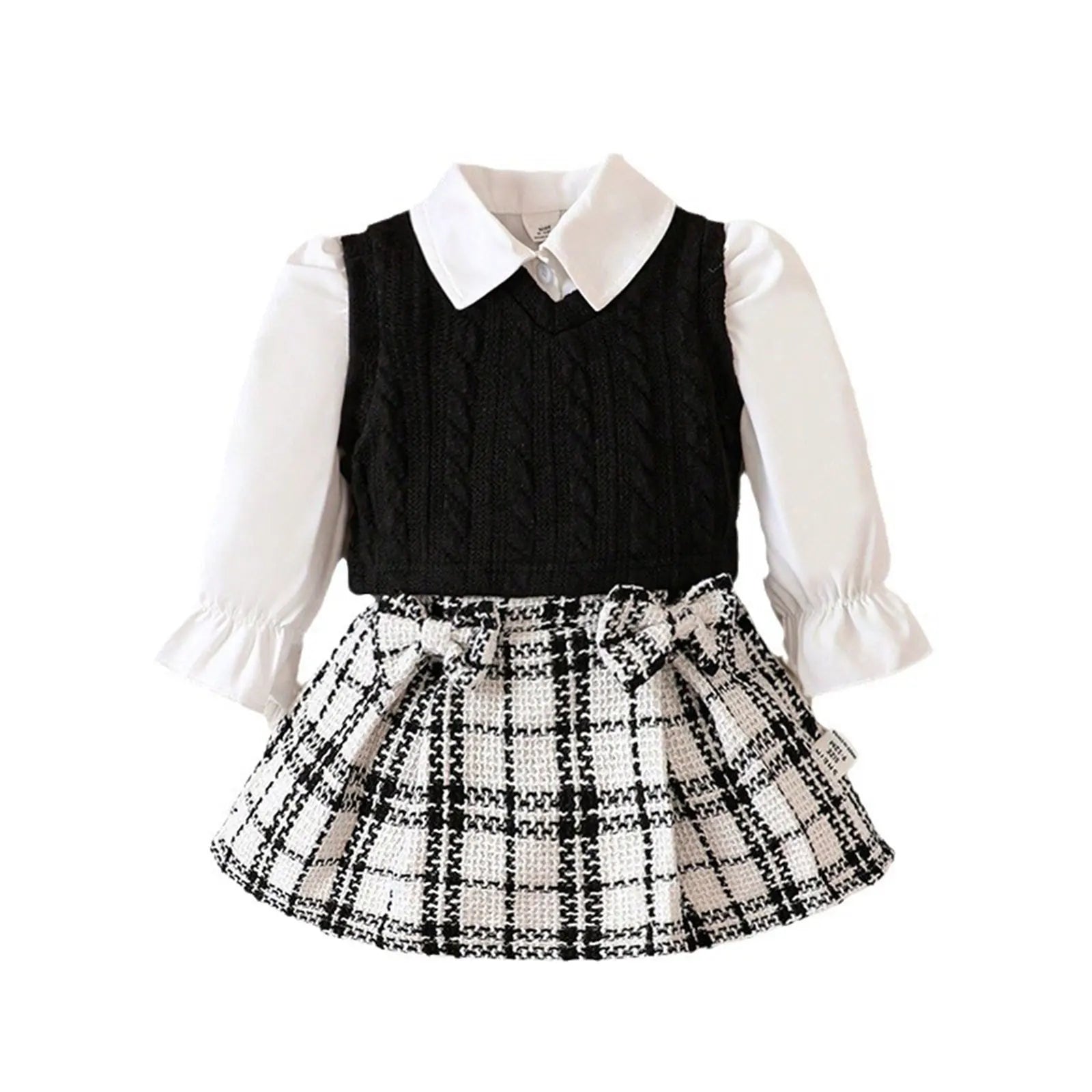 Cute Striped Puff Sleeve Baby Girl Dress Set