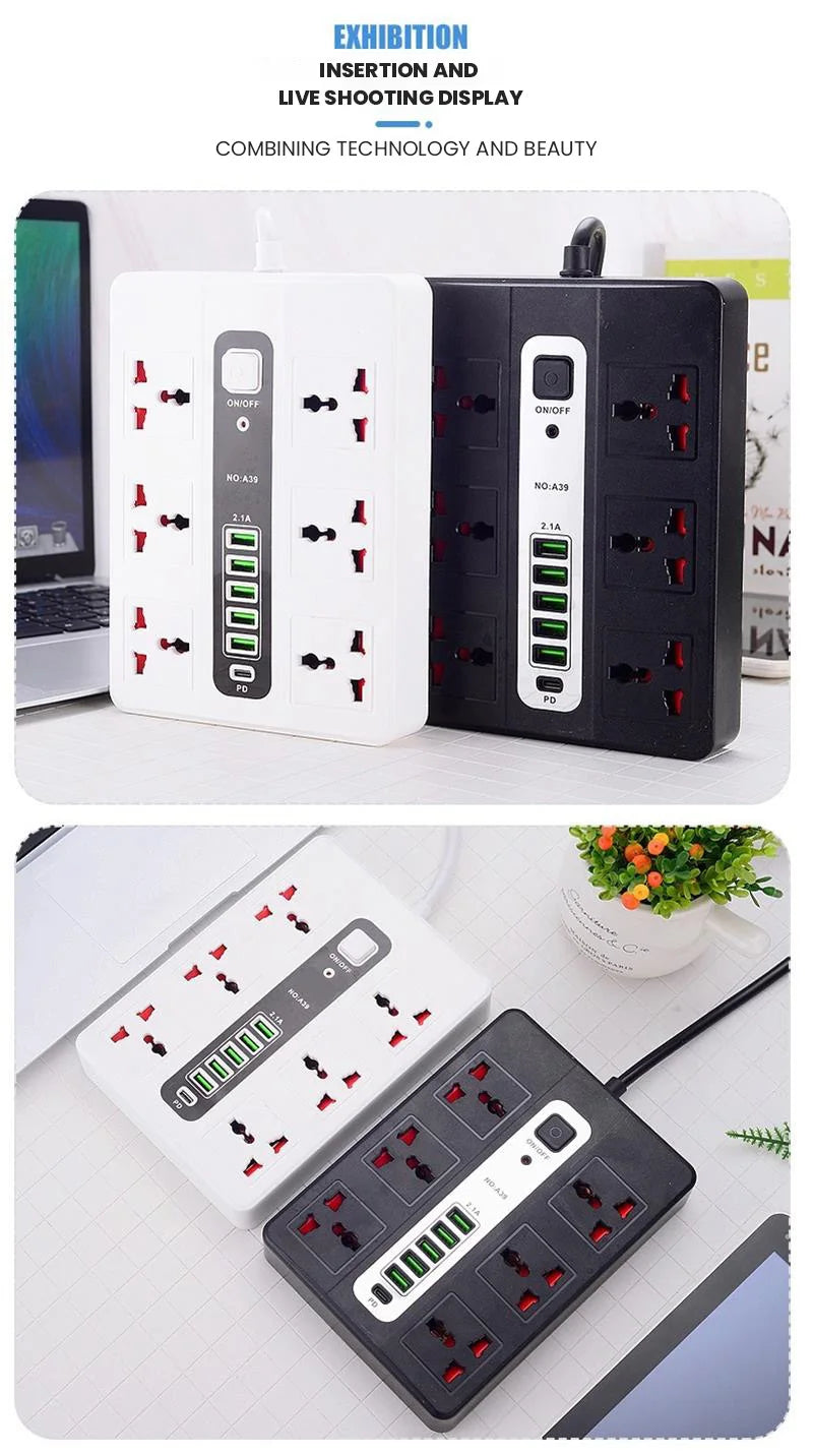 Smart Multi-function Socket Fast Charging USB Long