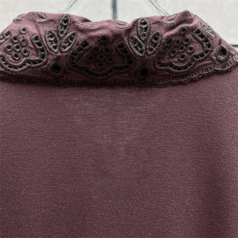 Women's bodysuit New elastic slim fit lapel long sleeved top for autumn 2025 floral embroidery women's corset y2k women's bodys