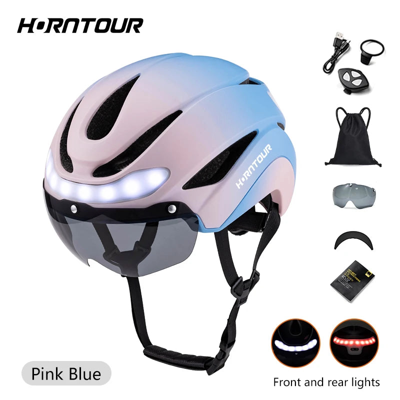 HelmetPro: LED Bicycle Helmet &amp; Magnetic Goggles