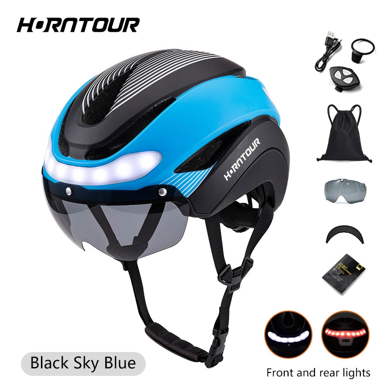 HelmetPro: LED Bicycle Helmet &amp; Magnetic Goggles
