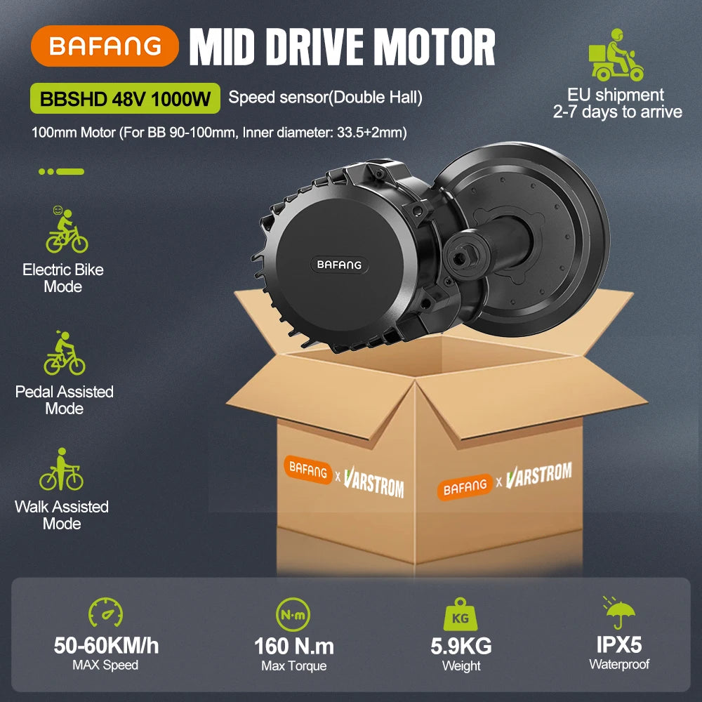 BAFANG BBS02B BBSHD BBS03 BBS01B 1000W 750W 500W 250W 中置馬達 電動自行車改裝 E-Bike 馬達 52V 48V 36V 8Fun
