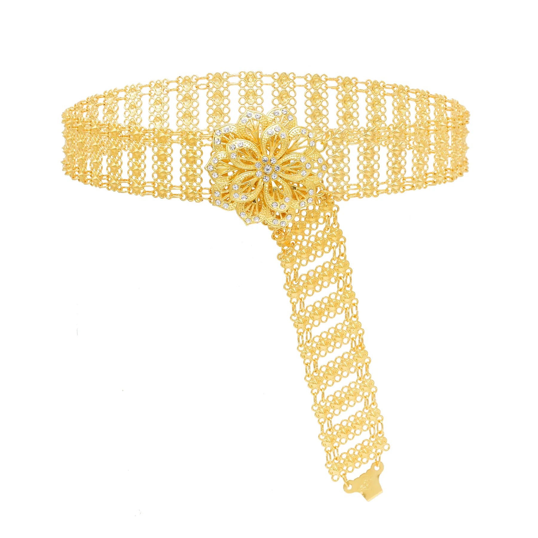 Unique 3D Gold Flower Belt - Brocade Jewelry