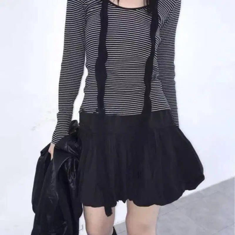 Yedinas Gothic Ball Gown Mini Skirt Women Summer 2024 Bow Korean Fashion Elastic Waist Pleated Short Skirt For Women Y2k Chic - Daisan Mart