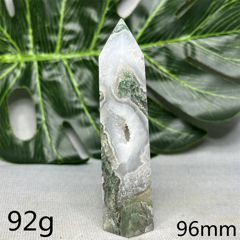 Natural Moss Agate Tower - Super Energy