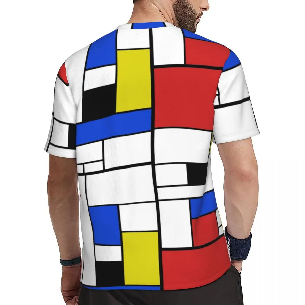 Stylish Mondrian Striped Men's Gym T-Shirt