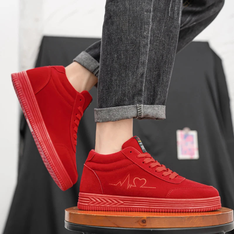 Unisex Red Heart Embroidered Shoes - Breathable Fashion