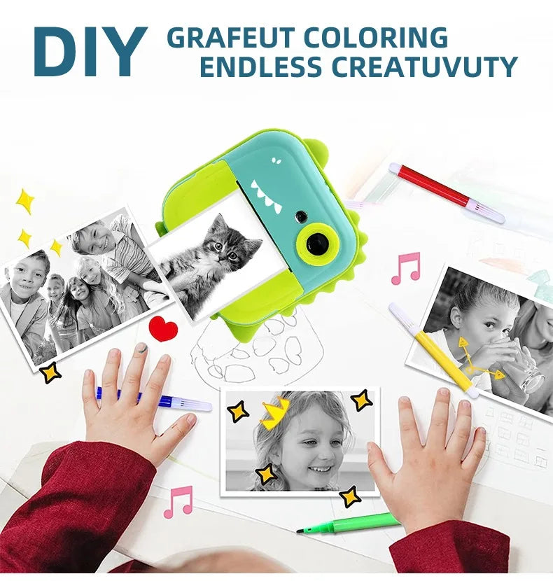 Fast Printing Camera for Kids - Inkless Sticker Photo Printing