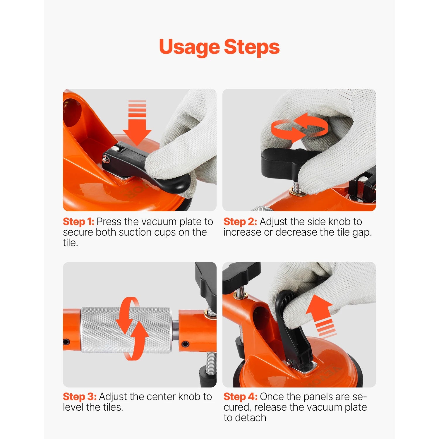 SucceBuy 2 Packs Stone Seam Joiner 180° Adjustable Seamless Seam Setter with 5 in Vacuum Suction Cups Installation Tool for Tile