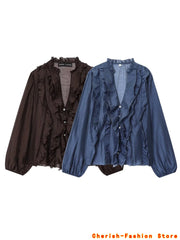 Áo Sơ Mi Nữ 2025: Thời Trang Thu Chic Vạt Xếp Tầng