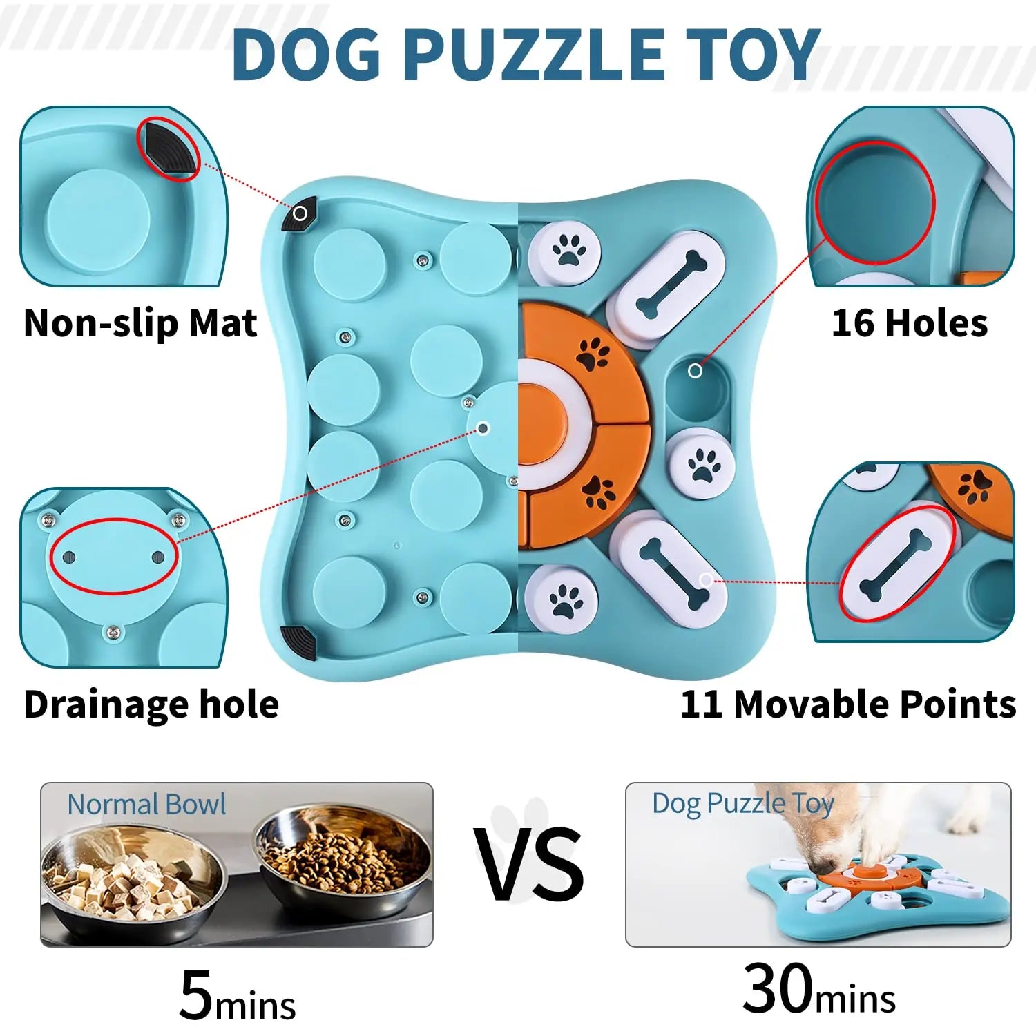 Interactive Puzzle Food Feeder for Small Big Pet Dogs Slow Feeder IQ Training Mental Enrichment Game Toys Dog Treat Puzzle Disp