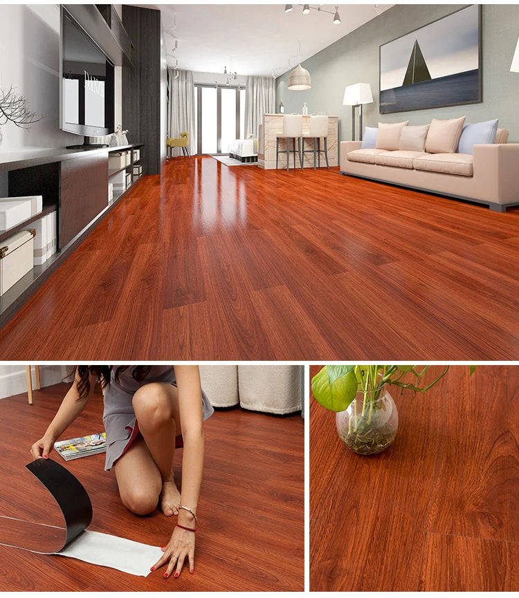 Wood Grain Floor Stickers Modern XPE Foam Wall Sticker Waterproof Self-adhesive for Living room Toilet Kitchen Home Floor Decor