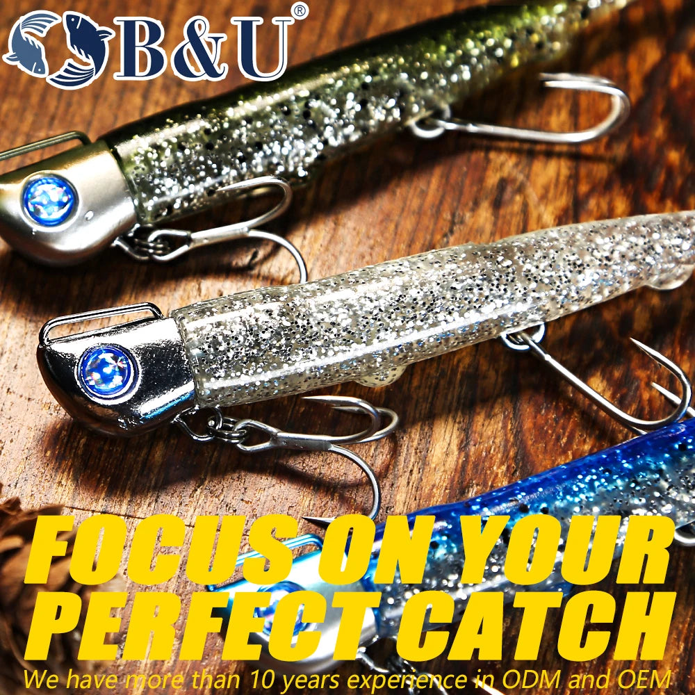 Mồi Câu Mềm B&U 105mm Đuôi Đen Minnow 33.7g