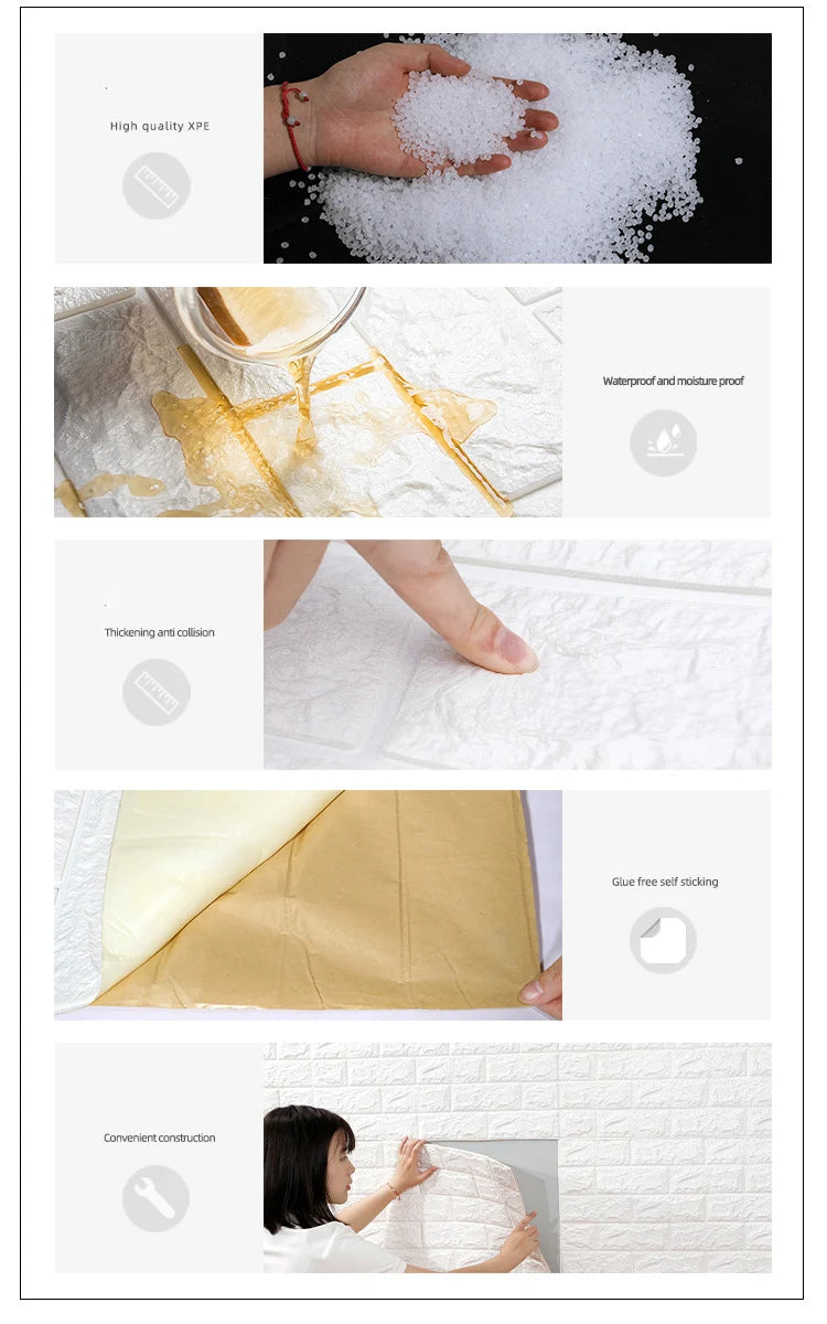 Giấy Dán Tường PVC Giả Gạch Chống Nước Tự Dính