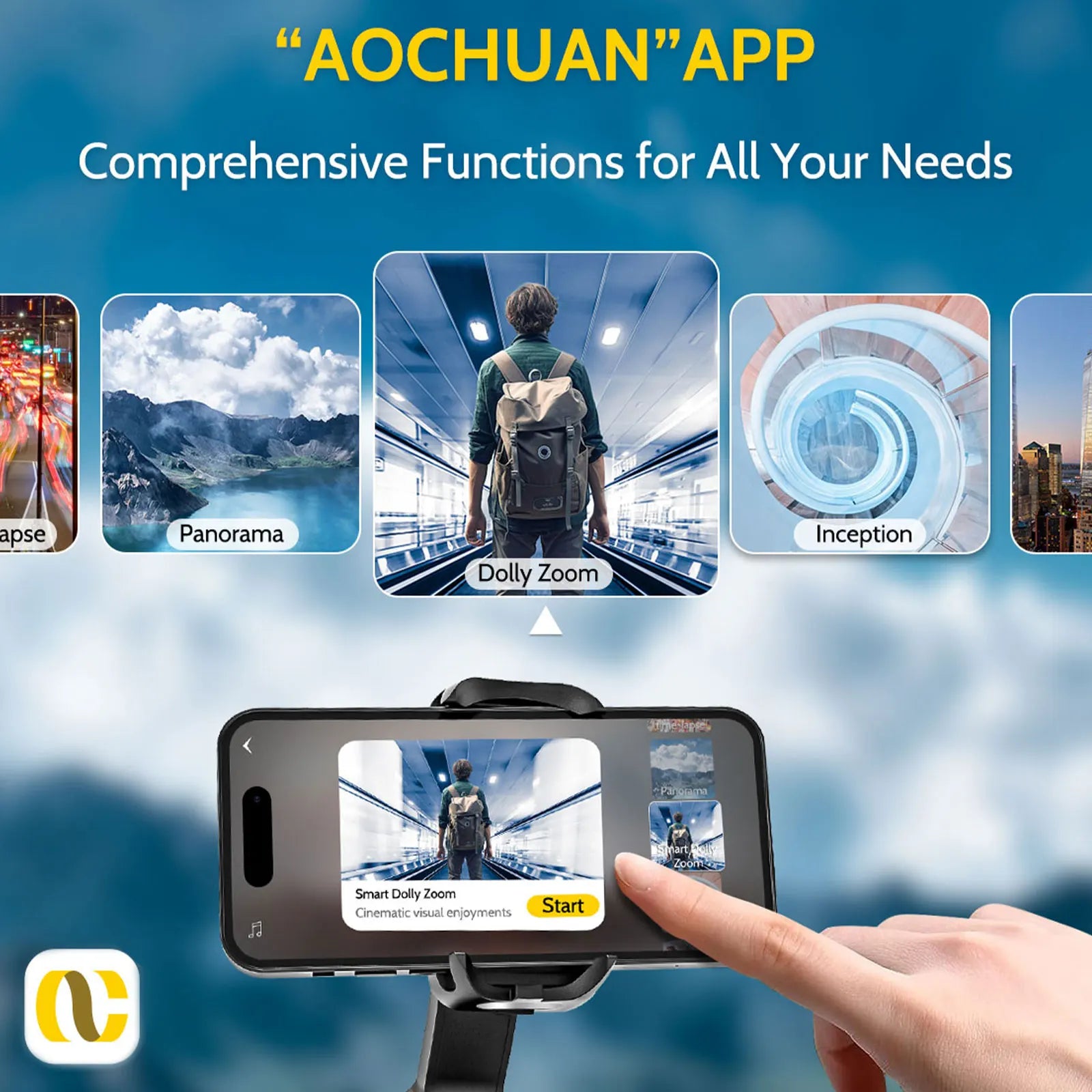 AOCHUAN Smartphone Gimbal Stabilizer OLED screen with LED lights 3-axis gimbal Stabilizer for Android and iPhone Smart XproBlack