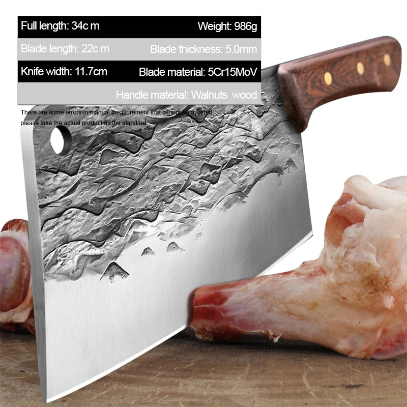 Dao Bếp Chặt Xương Rèn Tay 1KG Lưỡi Dày 5mm