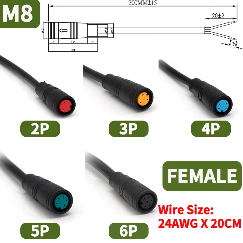 Bộ Jack Nối Dây Chống Nước M6 M8 Cho Xe Đạp Điện - Daisan Mart