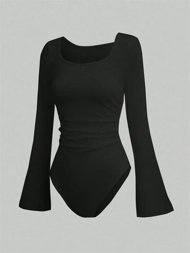 Long Sleeve Pleated Bodysuit Fall Winter 2025
