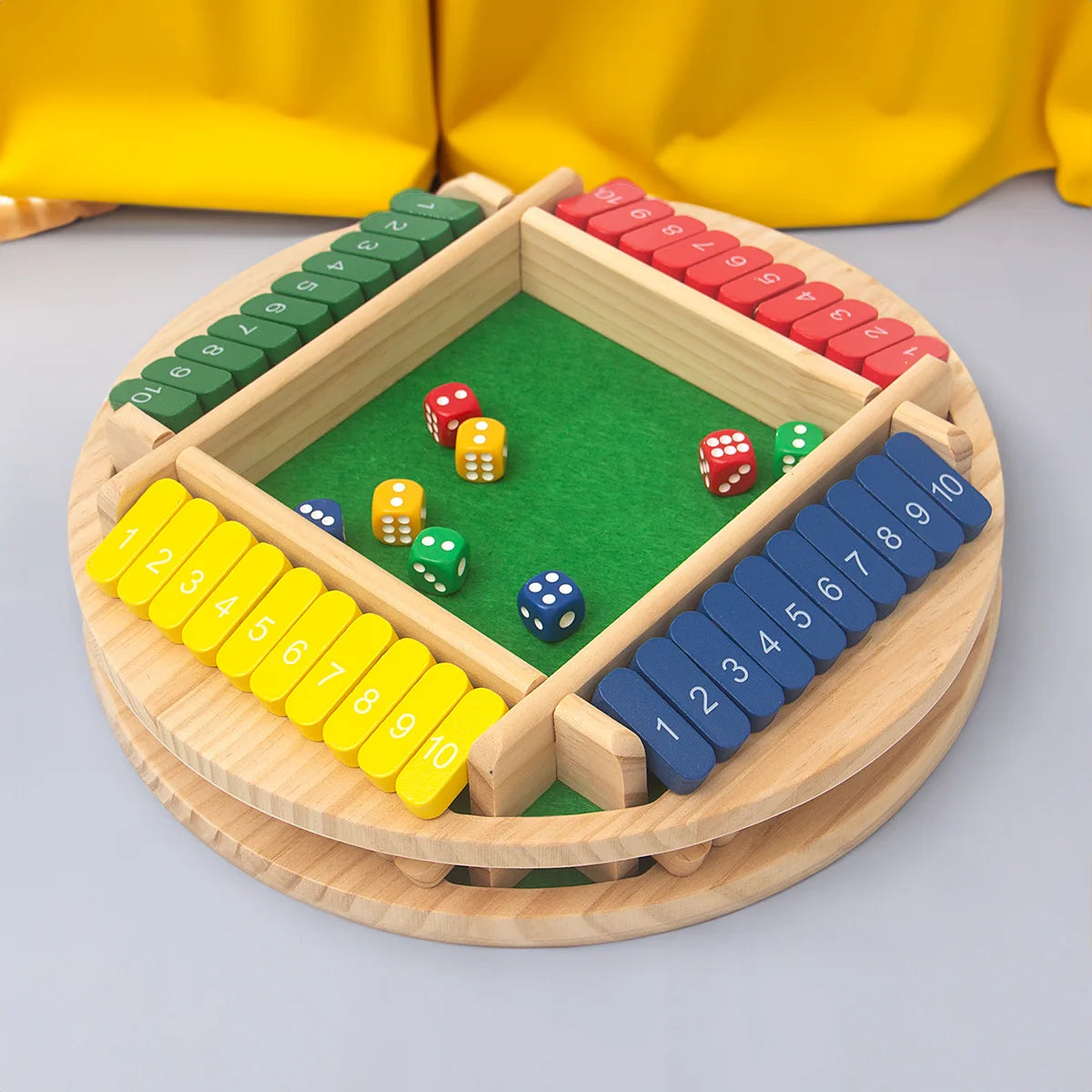 Round Flipping Game, Wooden Number Game, Shut The Box Dice Game - Parent-Child Board Game, Bar Party, Leisure Gambling Game
