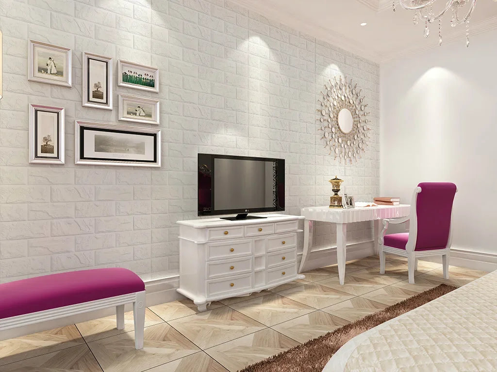 20pcs 35m*38.5cm 3DWall Sticker Solid Color Faux Brick Bedroom Home Decor Waterproof Self Adhesive DIY Living Room Wallpaper