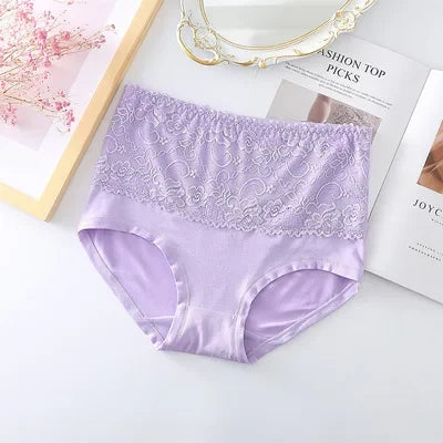 Women's High Waist Loose Fit Breathable Milk Lace Underwear
