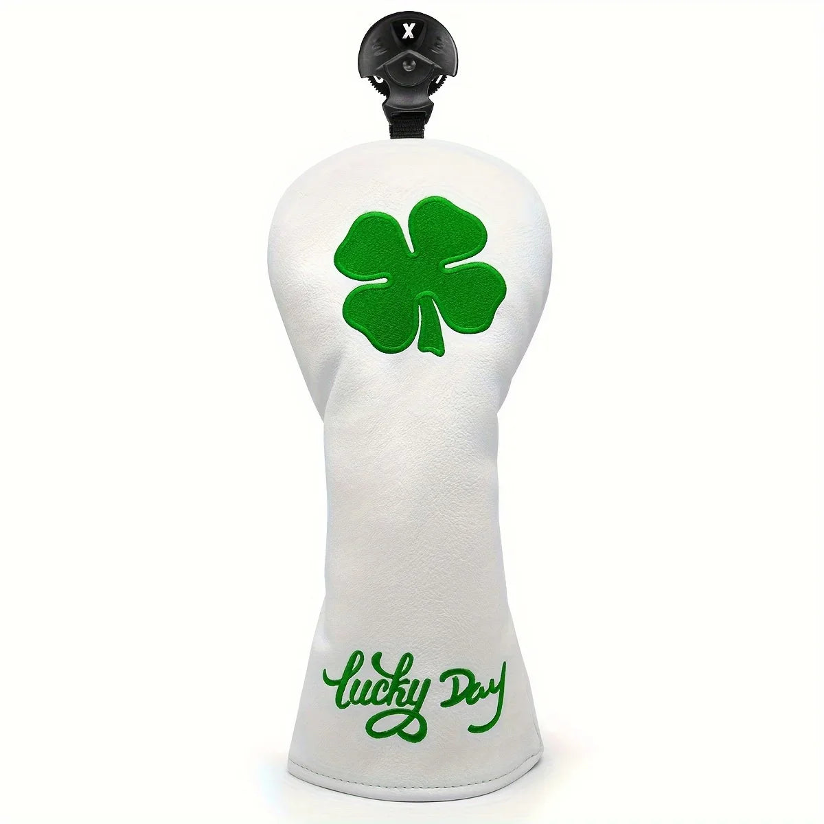 Lucky Clover Golf Club Head Cover - Fits Most Woods & Hybrids, Stretch Closure, Durable Pu Material