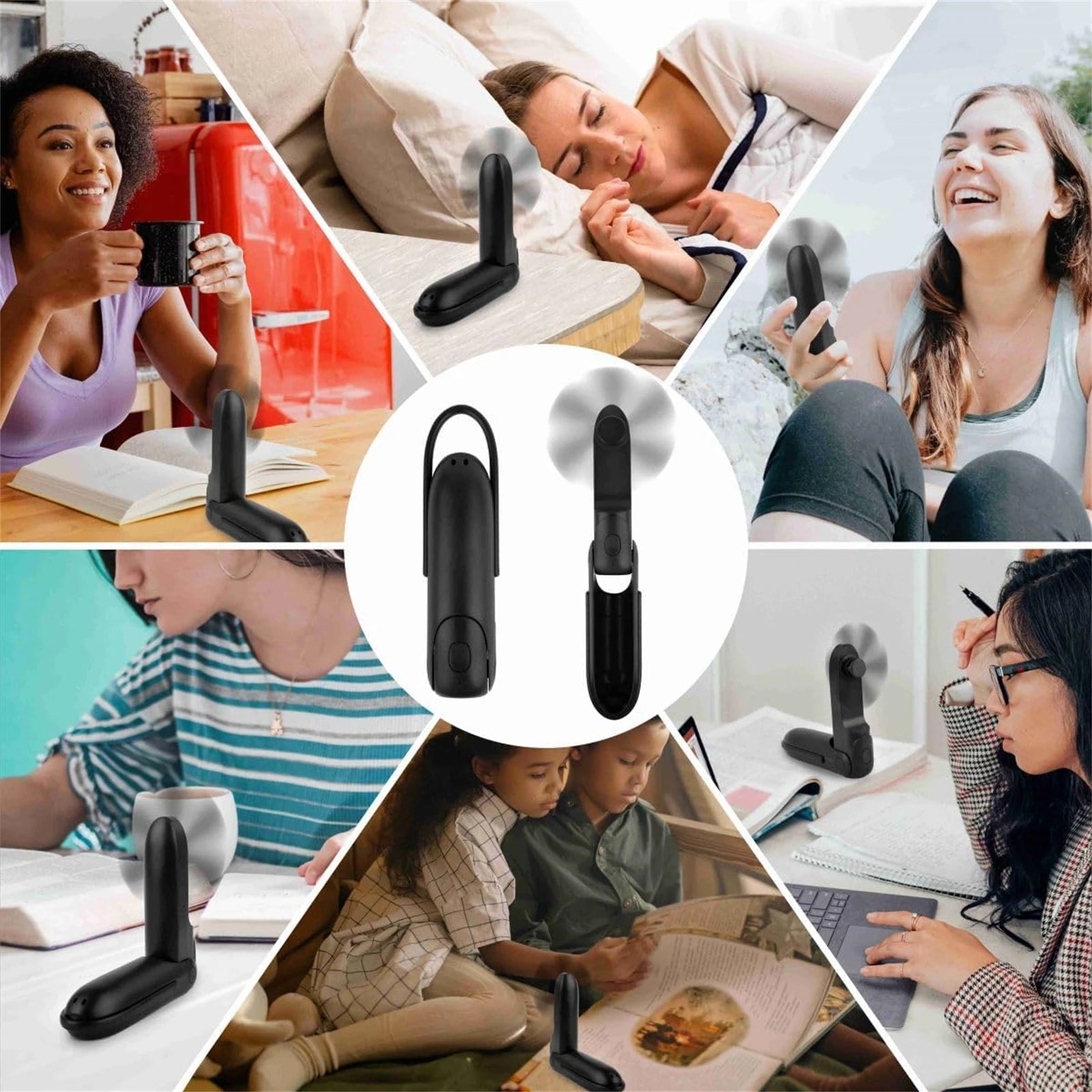 Mini Fan Handheld, 3 Speeds Handheld Fan, 3 in 1 Portable USB Fan with Flashlight Power Bank, for Travel, Home, Women, Makeup