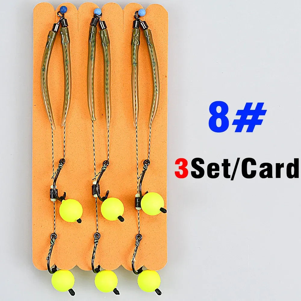 MNFT 3Sets Carp Fishing Rigs with Ready-Made Hair Hooks Size 3#-10# Pesca Hook Fishing Lure Tackle for Carp Fishing