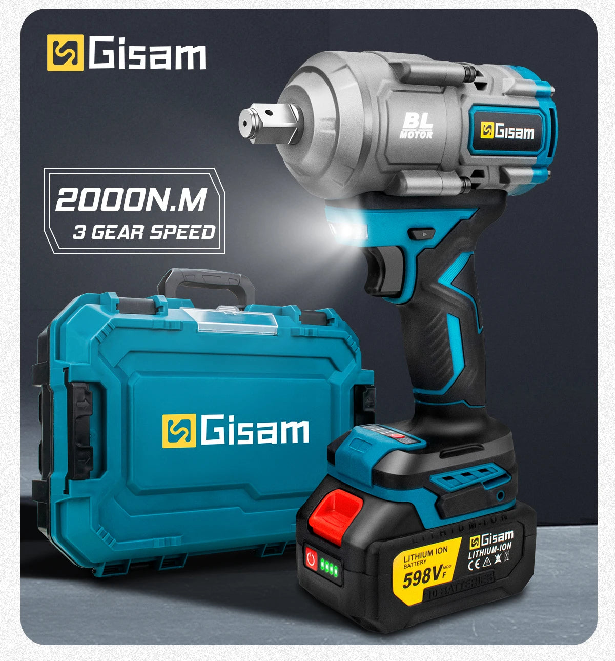 Máy Siết Bu Lông Không Chổi Than 2000N.M Gisam 18V - Daisan Mart