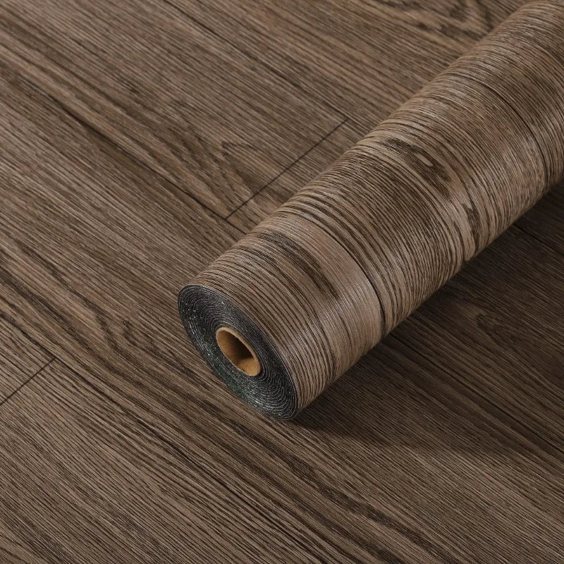 Thickened Wood Grain PVC Self-Adhesive Stickers Waterproof Floor Wall Decals for Indoor Home Decor Easy Peel  Stick