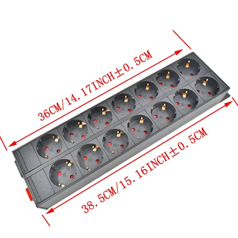 Ổ Cắm PDU Nhôm Tủ Điện 2-10 Ổ Chuẩn Đức Có Công Tắc - Daisan Mart