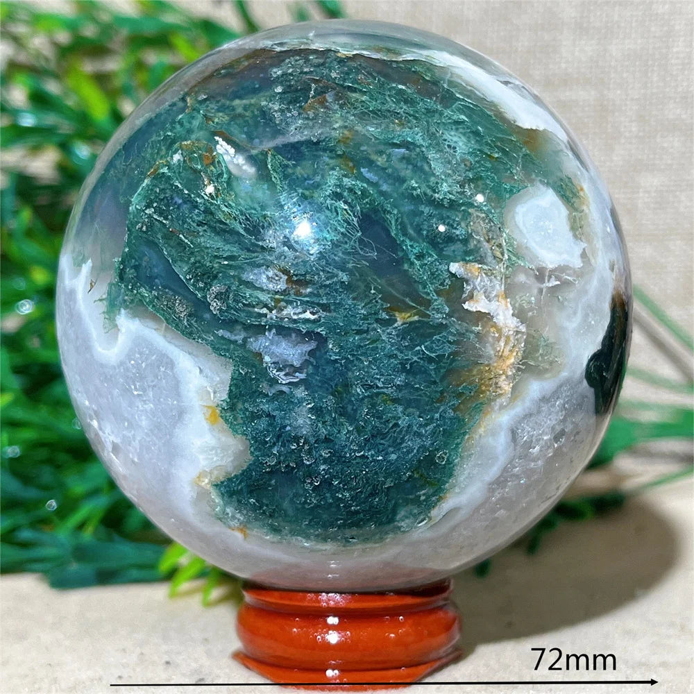 Moss Agate Ball - Spiritual Power &amp; Decoration
