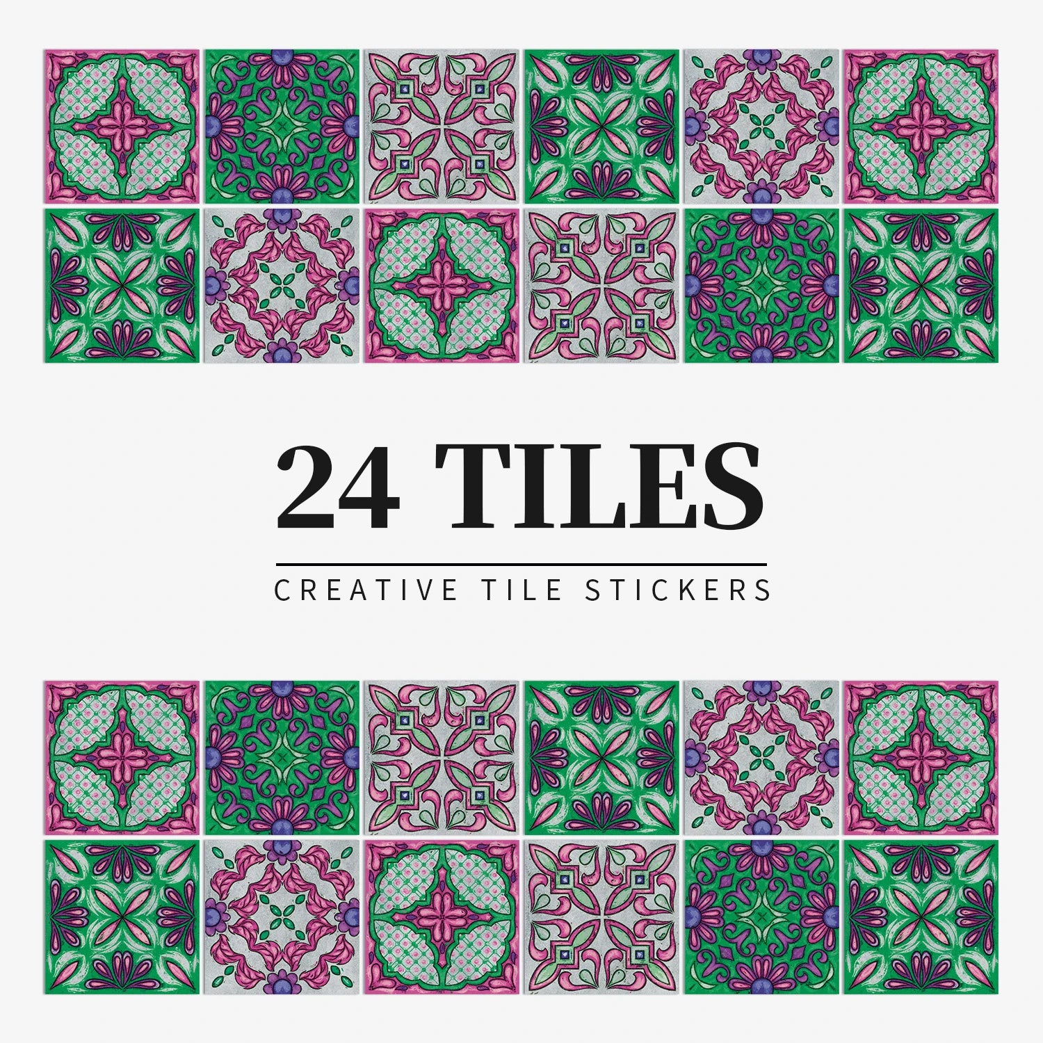 24Pcs European retro style Art Tile Wall Stickers With Self Adhesive Removable Bathroom Kitchen Waterproof Pvc Decal Wallpaper