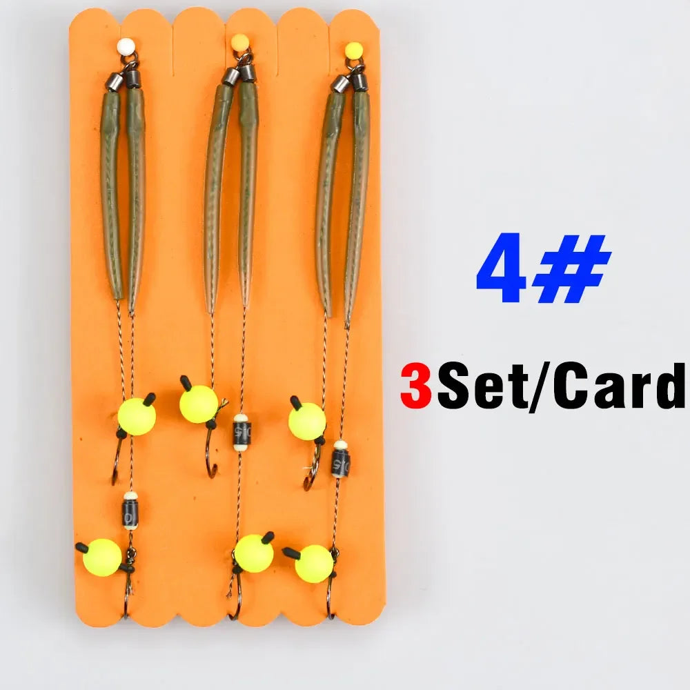 MNFT 3Sets Carp Fishing Rigs with Ready-Made Hair Hooks Size 3#-10# Pesca Hook Fishing Lure Tackle for Carp Fishing