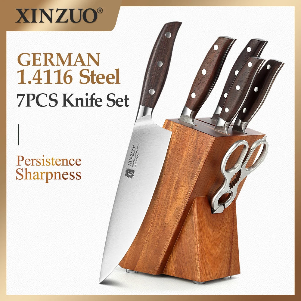 XINZUO 7-Piece Kitchen Knife Set Made of High-Quality German Steel