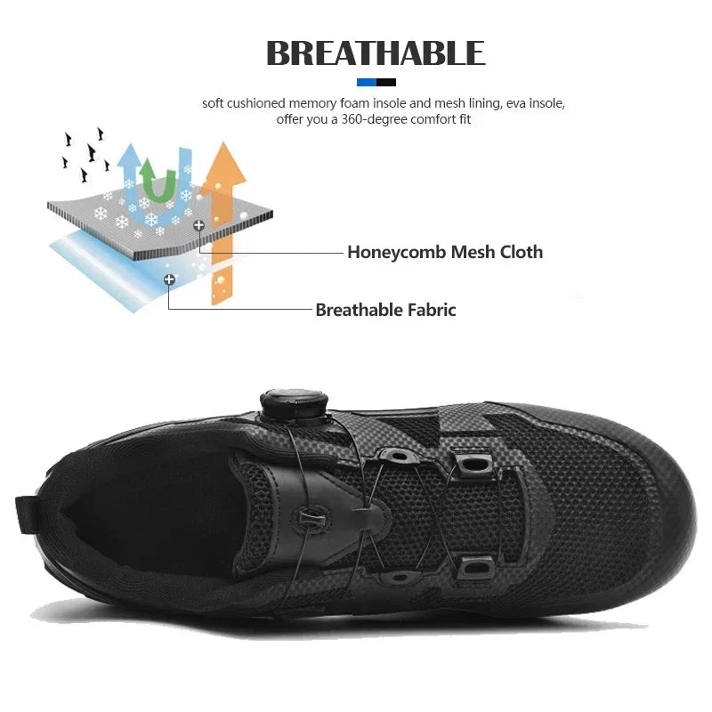 Men's and Women's MTB Racing Cycling Shoes Auto-Lock 2024 White