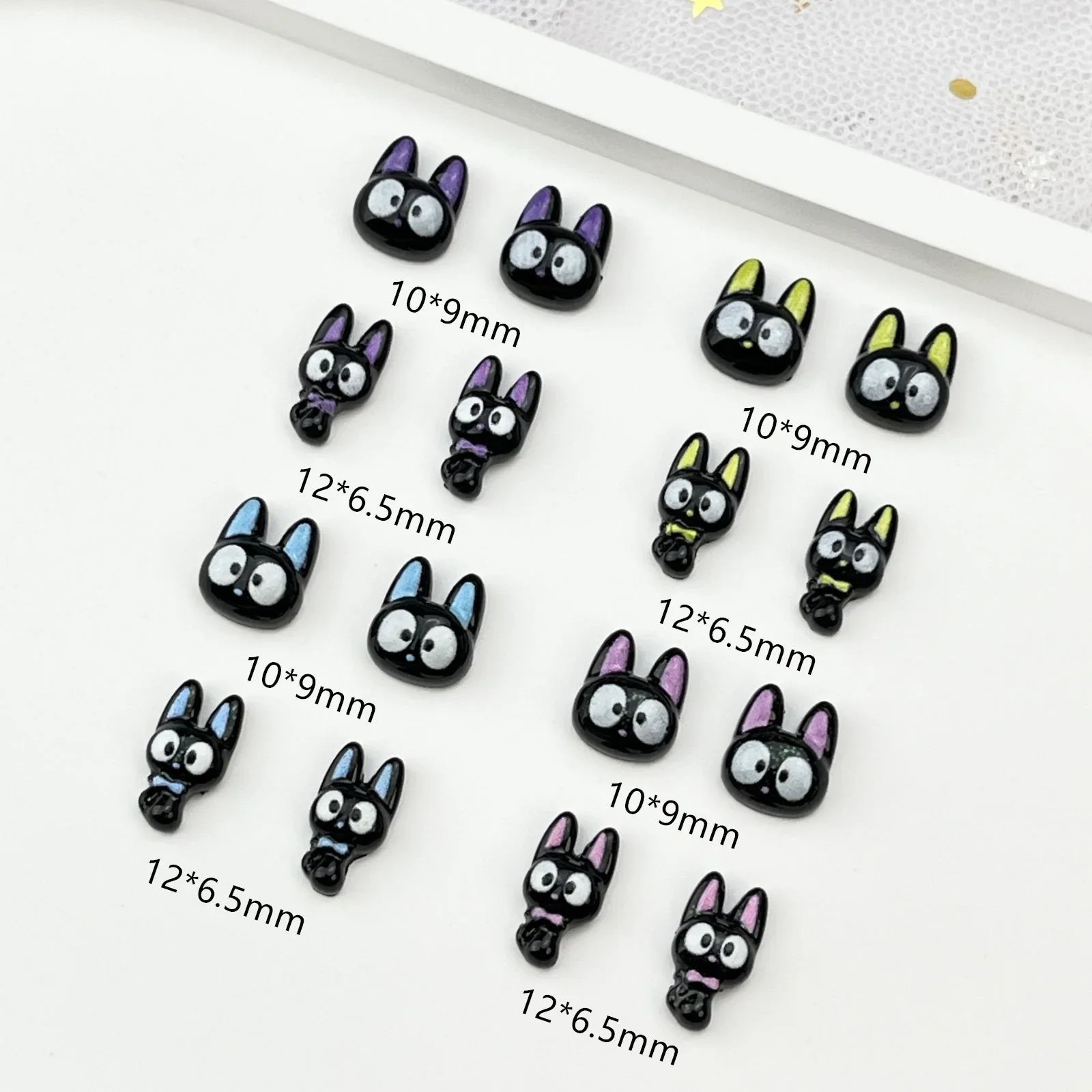 50pcs Resin Mini Colorful Cartoon Halloween Black Cat Flat back Figurines Nail Art DIY Scrapbooks Accessories Crafts - Daisan Mart