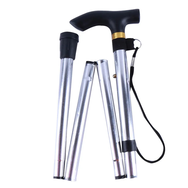Multi-function 4-section Aluminum Alloy Folding Trekking Stick