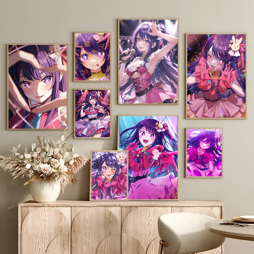 Japan Pop Anime Oshi No Ko DIY Sticky Poster Waterproof Paper Sticker Coffee House Bar Stickers Wall Painting