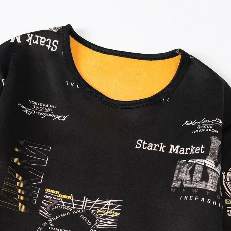 Bộ Đồ Lót Nam Thu Đông Nỉ Nhung In Thời Trang Ấm