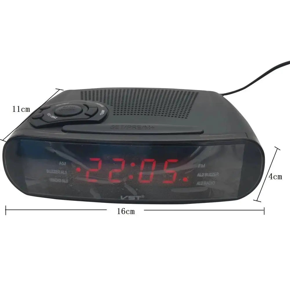 Đồng Hồ Báo Thức Radio LED AM/FM Kèm Chức Năng Lưu Pin