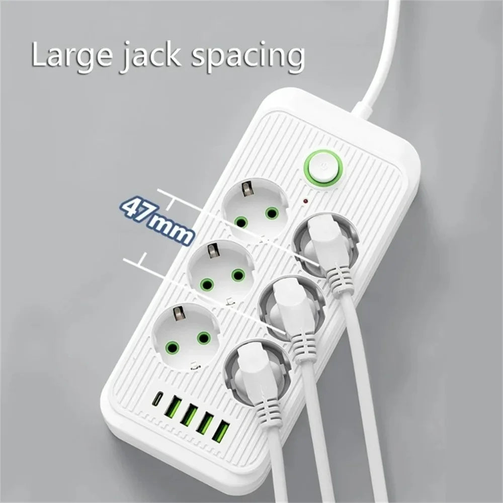 Ổ Cắm Điện Đa Năng 4 USB, 1 Type C, 2M, Chống Sét - Daisan Mart
