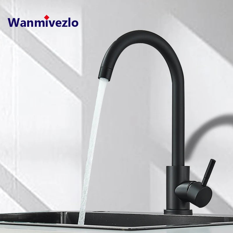 Matte Kitchen Faucet Deck Sinks Faucet High Arch 360 Degree Swivel Cold Hot Mixer Water Tap - Daisan Mart
