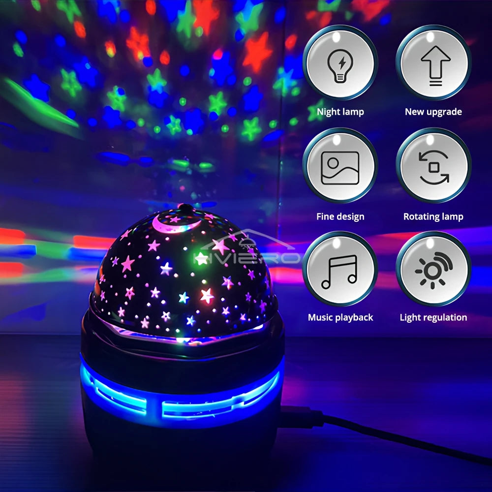 Starry Night Light Projector USB Table Lamps Gaming Room Home Theater Ceiling Wedding Decoration Halloween Rotates Automatically