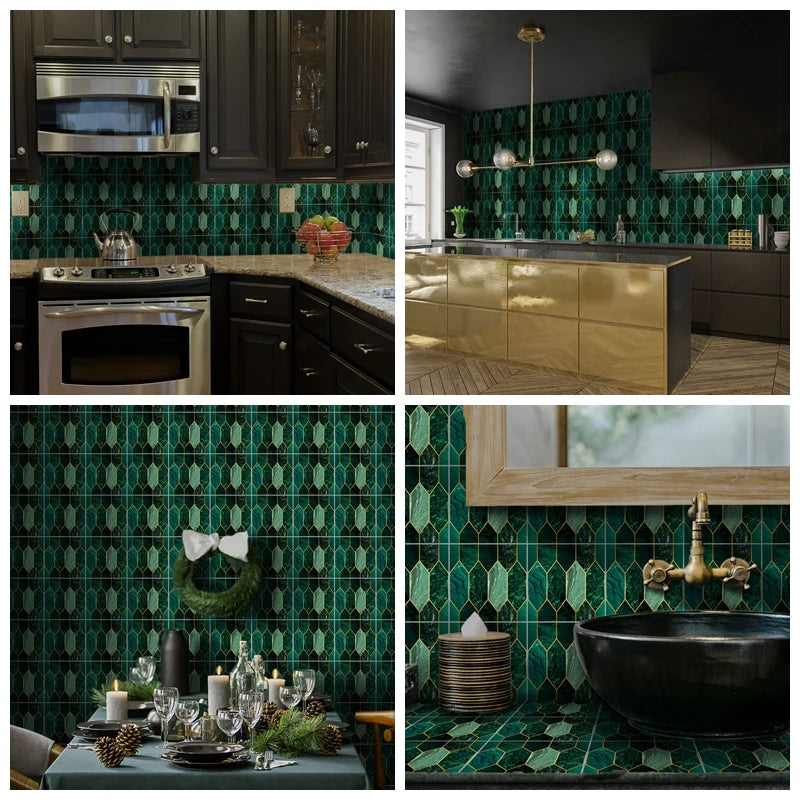 Waterproof Wallpaper 20 Pieces 3D Green Brick