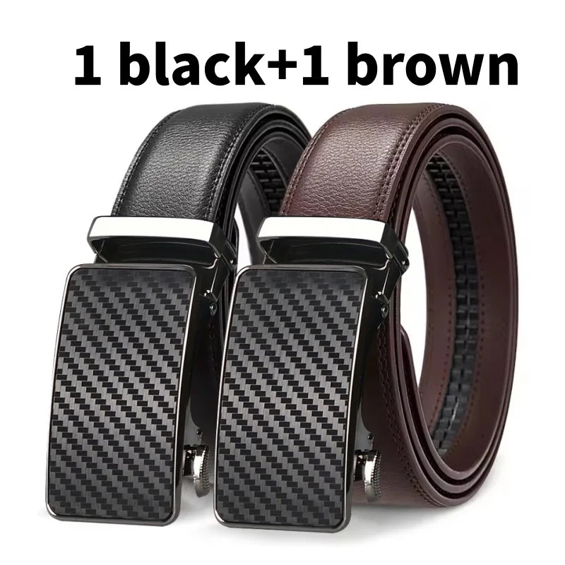 High quality men's leather belt - Automatic adjustment black/brown