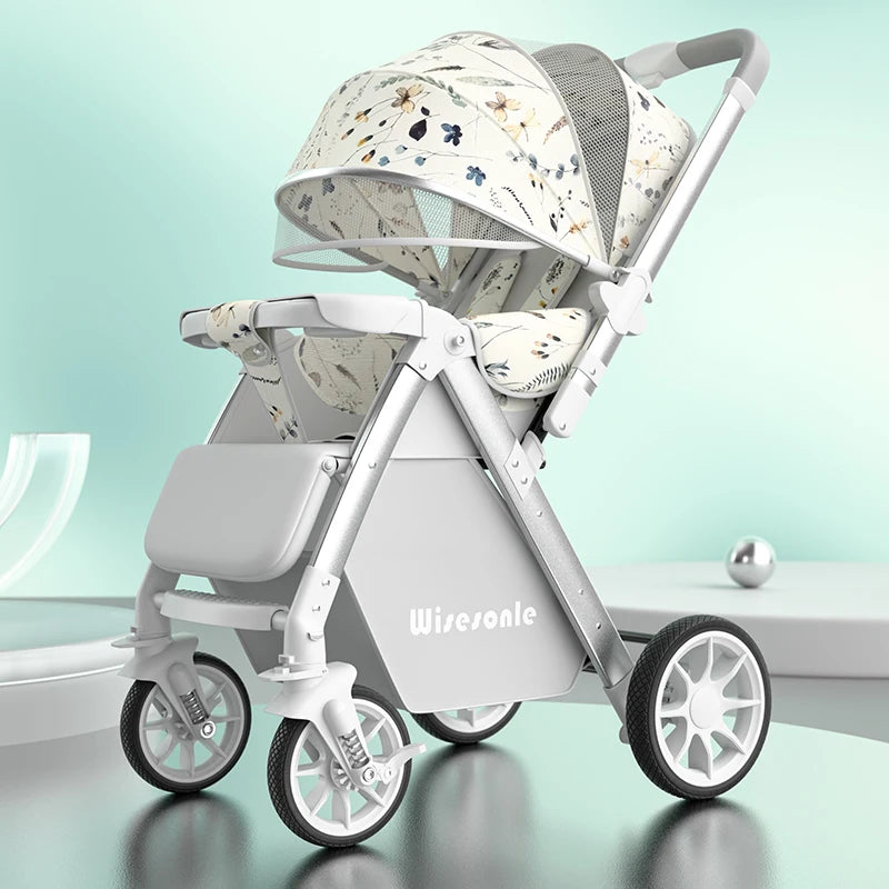 High-end folding 2-way baby stroller, sitting and lying